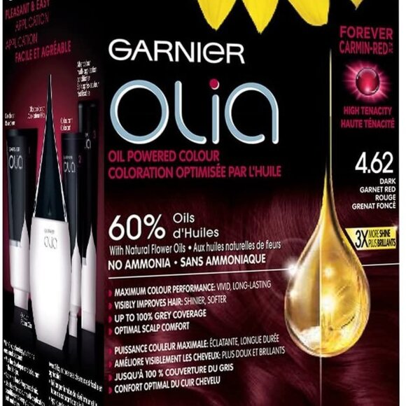 Garnier Olia Permanent Oil Powered Hair Color, 4.62 Dark Garnet Red - Picture 5 of 8